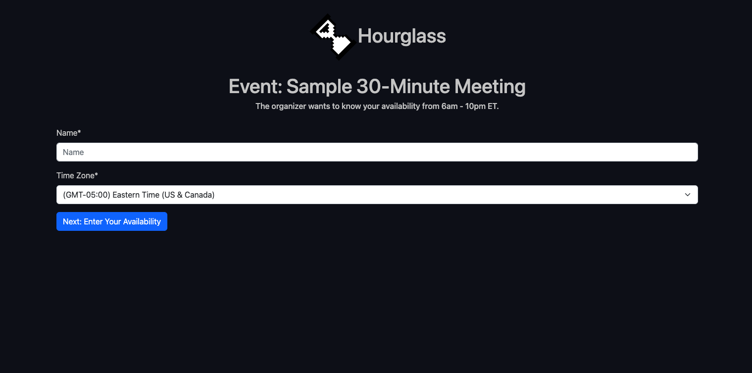 Hourglass Login Screen