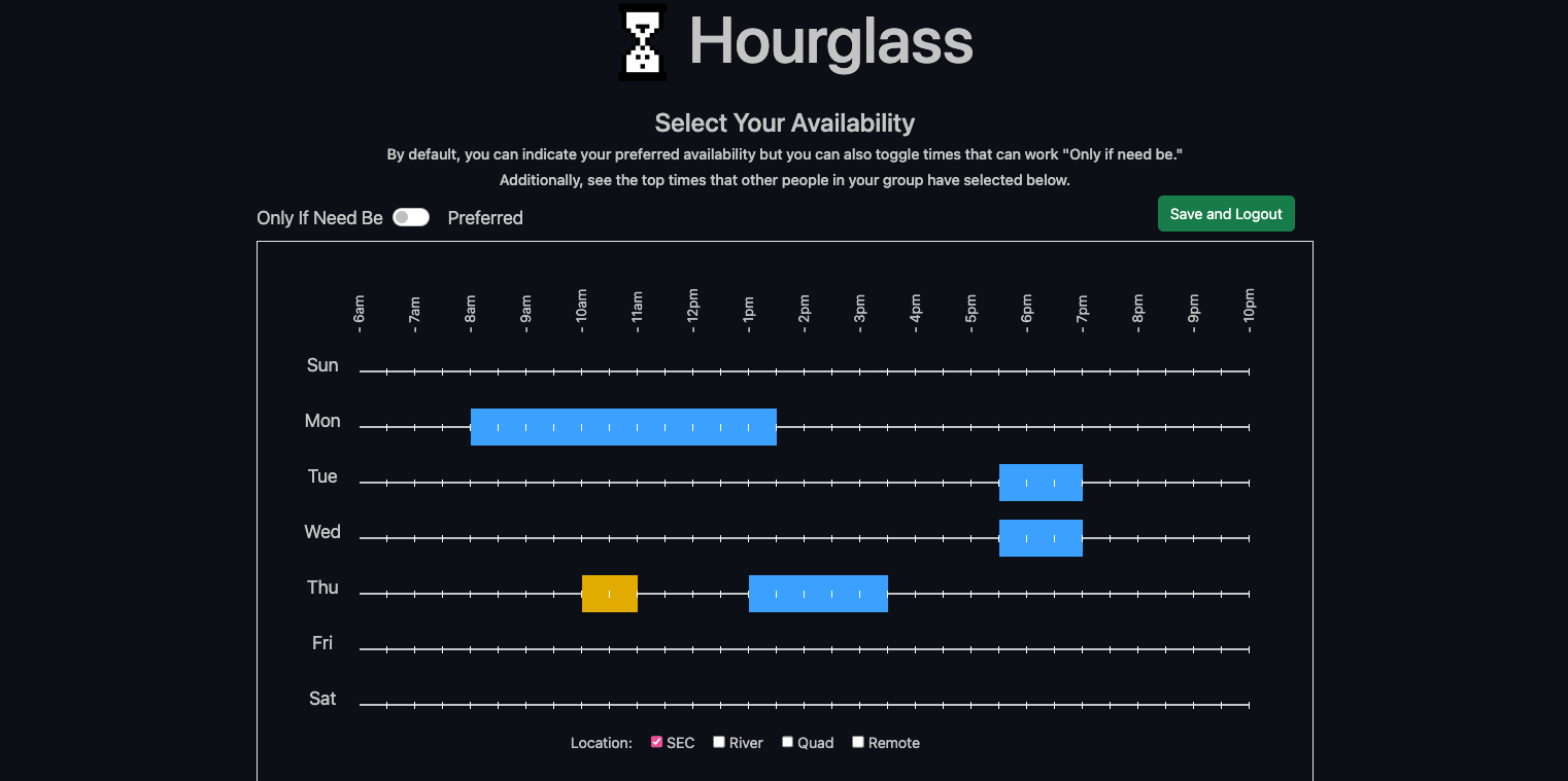 Hourglass Selection Screen